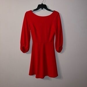 Long Sleeve Red A line flow Dress The Vanity Room Small